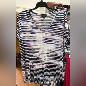 Simply Vera/Vera Wang Short Sleeve Multi-striped 100% Rayon Tee